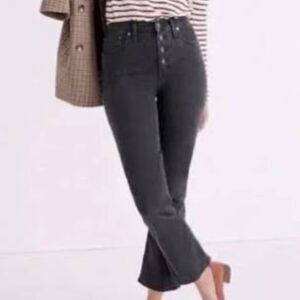 Madewell Cali Demi Boot Distressed Black Button‎ Fly Jeans Sz 24